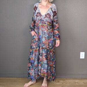 Anthropologie Vibrant Floral Maxi Dress